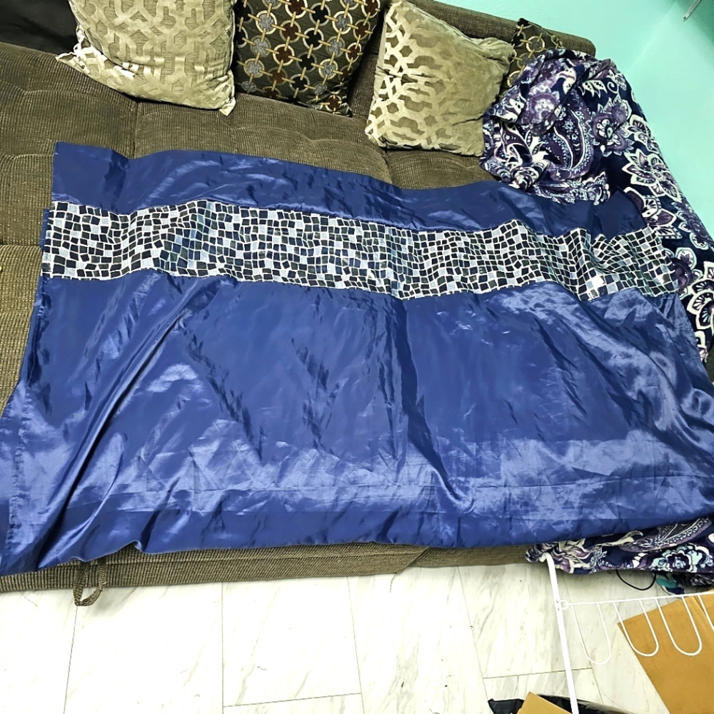 Shower Curtain Navy Blue Metallic